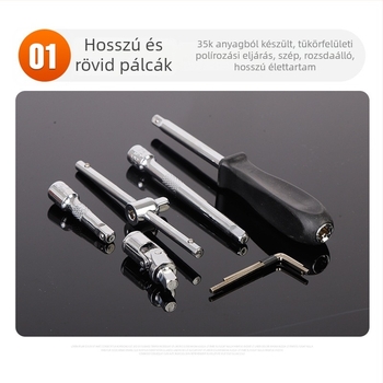 46–53 darabos autójavító készlet csavarhúzók és csatlakozók, szénacélból, mechanikai és háztartási javításokra