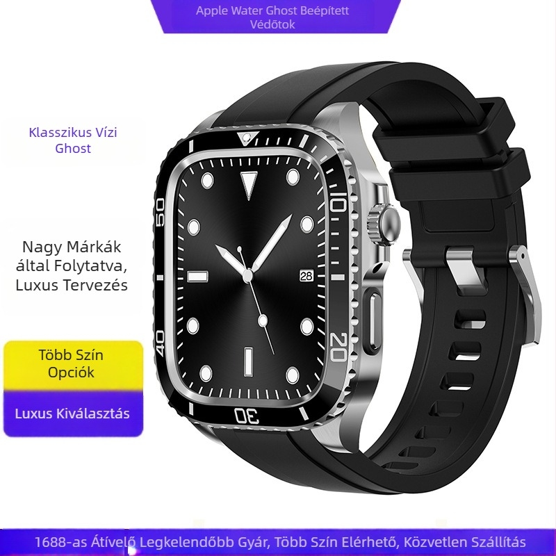 Apple Watch páncélzati védőtok, Rozsdamentes acél, 22mm interfész, Pillangócsat, Apple Watch-hoz, Divatos stílus