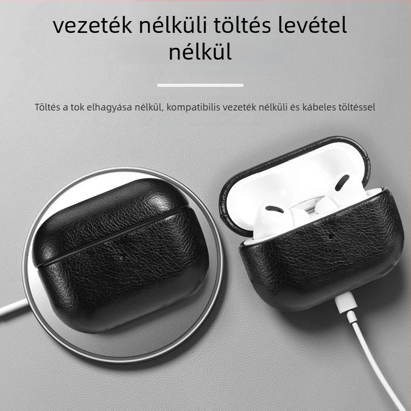Apple AirPods Pro 2/3/4 Gen védőtok, műbőr, kézzel készített, hordozható