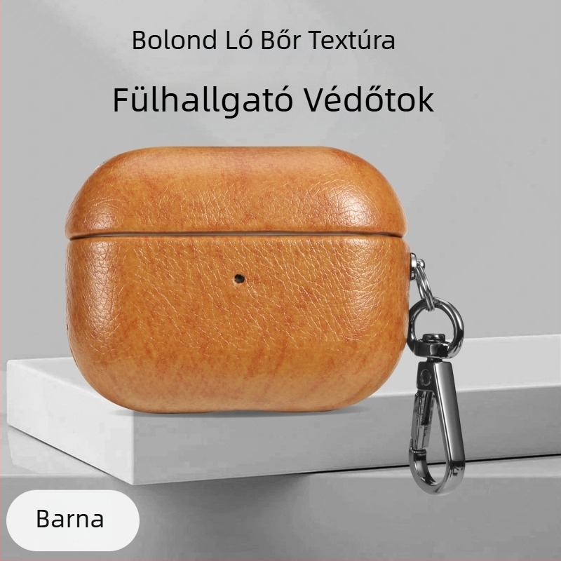 Apple AirPods Pro 2/3/4 Gen védőtok, műbőr, kézzel készített, hordozható