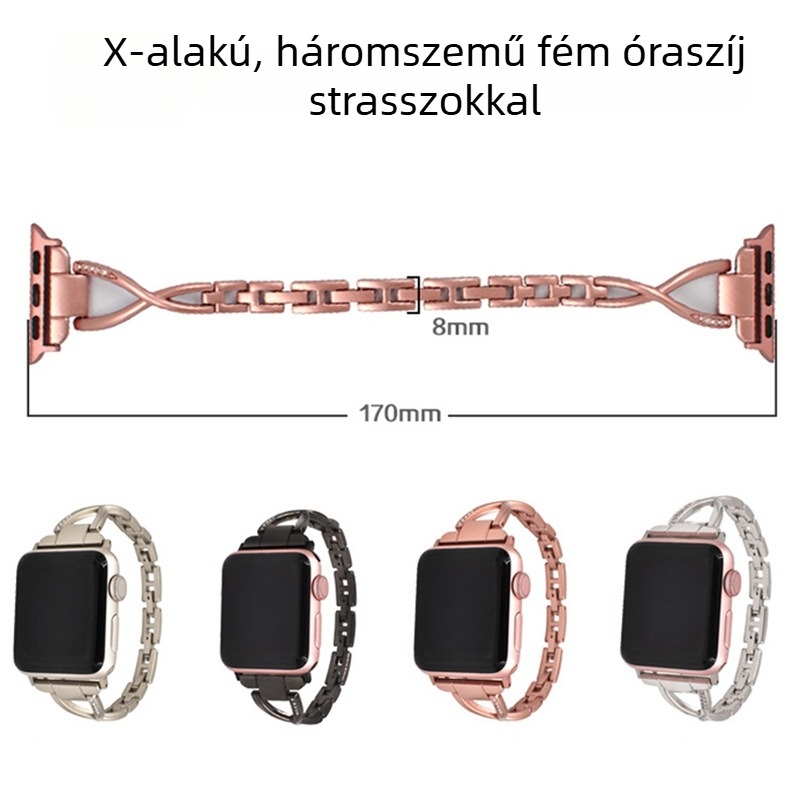 Kristályos fém óraszíj Apple Watch X és Y modellekhez