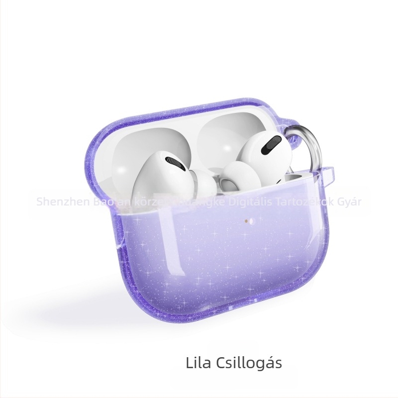 AirPods Pro 3 (2025) glitter védőtok, kemény héj, kompatibilis az 1–3 generációval