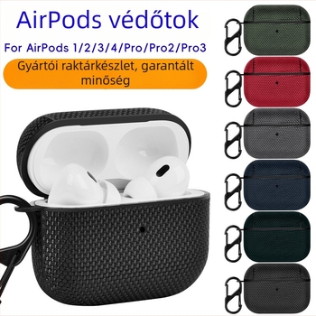 AirPods Pro 2 védőtok nylon anyagú, bőr patch-szel