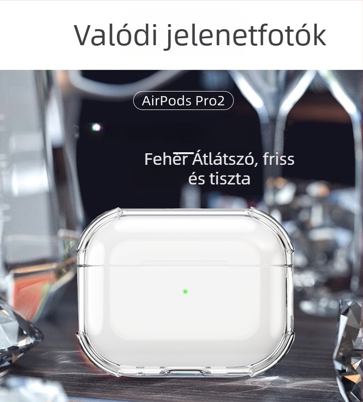 Átlátszó TPU tok AirPods Pro 3, AirPods 4 és AirPods Pro 2 számára