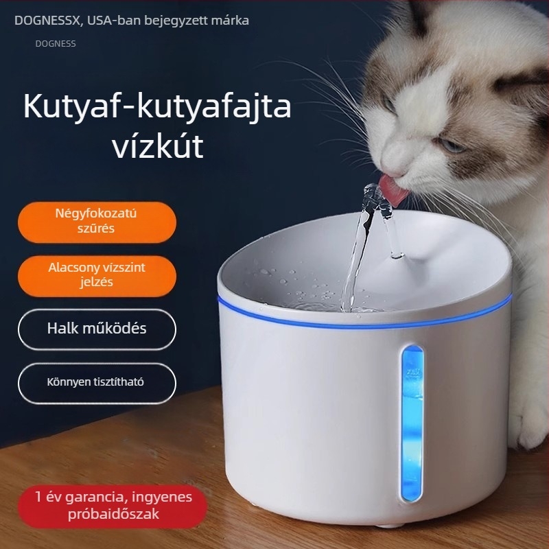 DOGNESS Macska- és Kutya Vízadagoló intelligens szenzorral, újratölthető, folyamatos vízáramlás