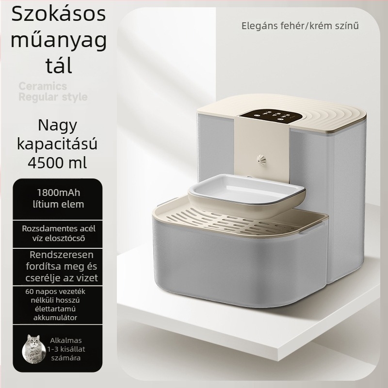 Háziállatok számára készült vízellátó berendezés szennyeződések szétválasztásával, automatikus keringéssel, állandó hőmérsékletű fűtéssel, távirányítású vízcsere és intelligens vízadagoló
