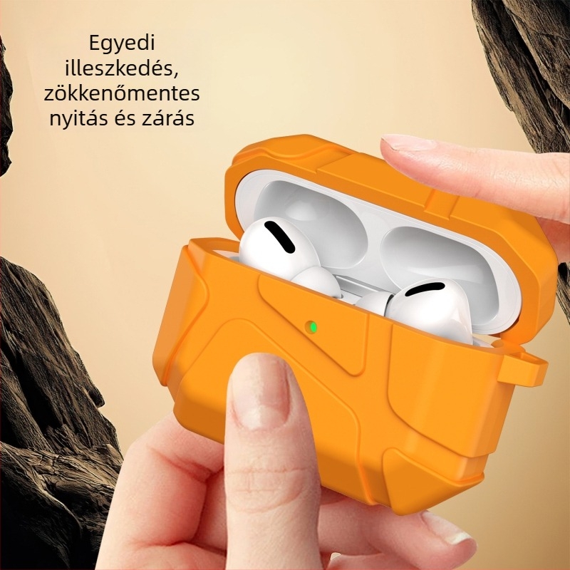 AirPods Pro tok (4. generáció) – teljes védelem, ütésálló, bőrhatású felület, csúszásmentes