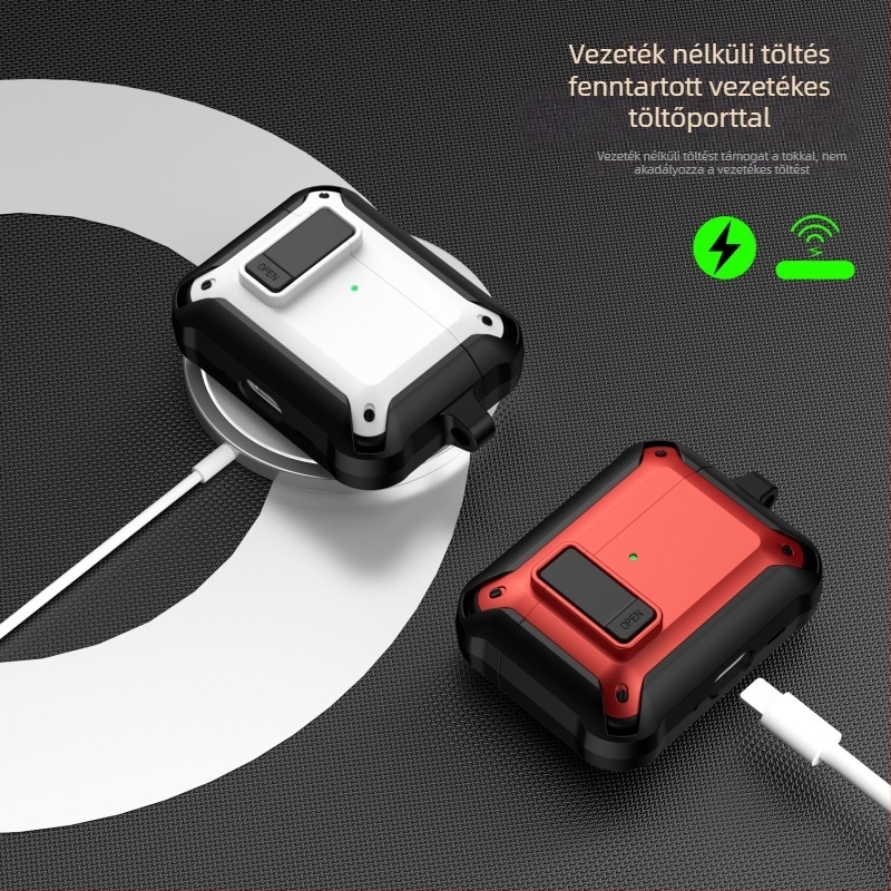 AirPods Pro 3 védőtok zárócsattal, kompatibilis az AirPods Pro 2 második generációjával és az AirPods 4. generációval