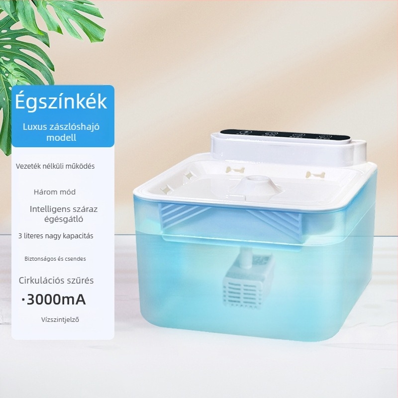 Automatikus macskavíz-adagoló körkörös szűrt vízzel, érzékelővel, hálózati áramellátás nélkül