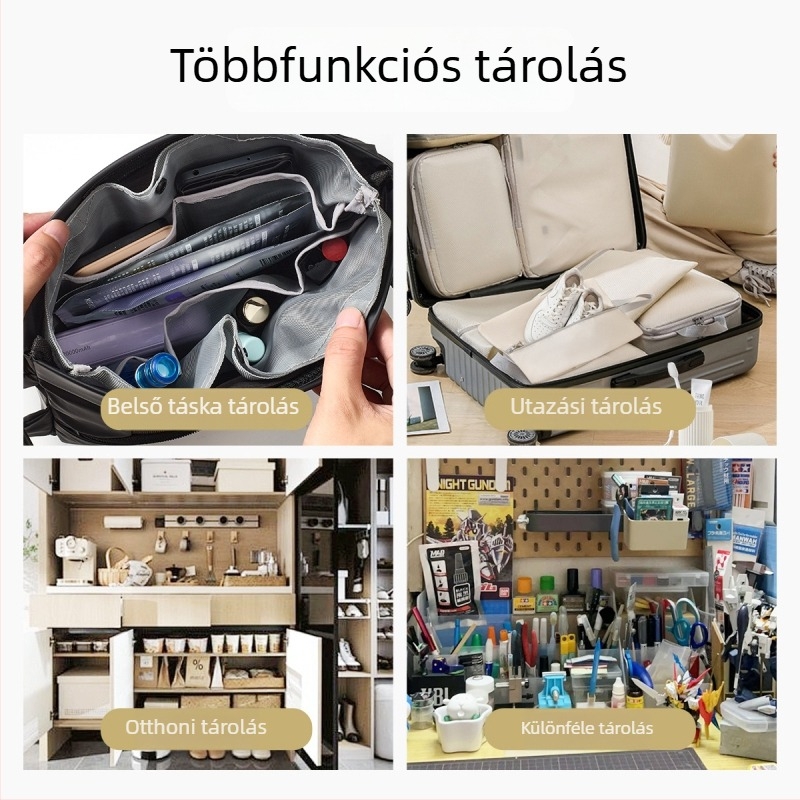 Belső táska táskákhoz – hálós anyag, tárolási funkció, belső liner a táskákhoz, modern minimalista stílus