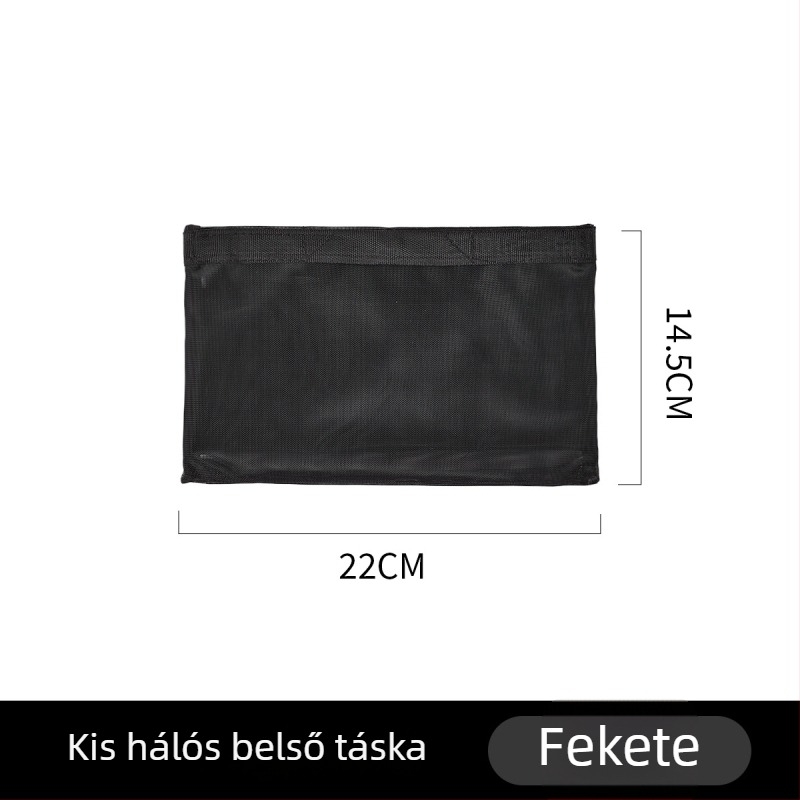 Belső táska táskákhoz – hálós anyag, tárolási funkció, belső liner a táskákhoz, modern minimalista stílus