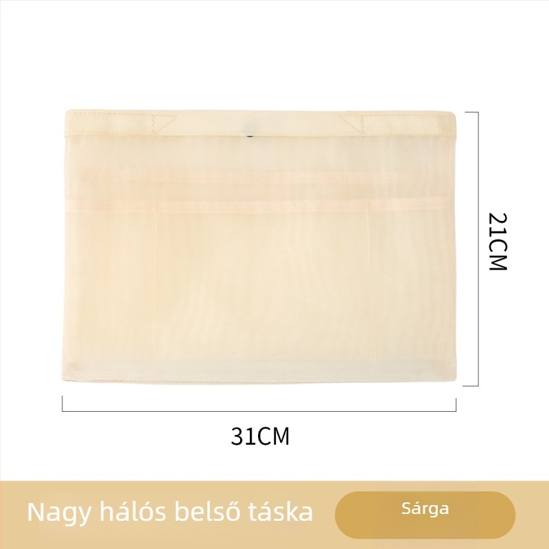 Belső táska táskákhoz – hálós anyag, tárolási funkció, belső liner a táskákhoz, modern minimalista stílus