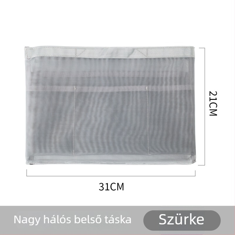 Belső táska táskákhoz – hálós anyag, tárolási funkció, belső liner a táskákhoz, modern minimalista stílus