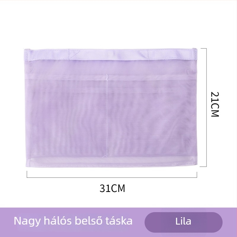Belső táska táskákhoz – hálós anyag, tárolási funkció, belső liner a táskákhoz, modern minimalista stílus