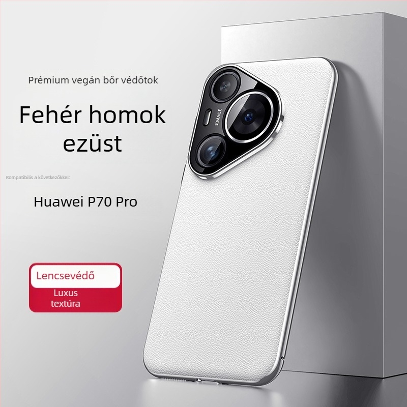 Huawei Pura70Pro-hoz készült elektroplattált műbőr tok – teljes védelem, ütésálló, üzleti stílus