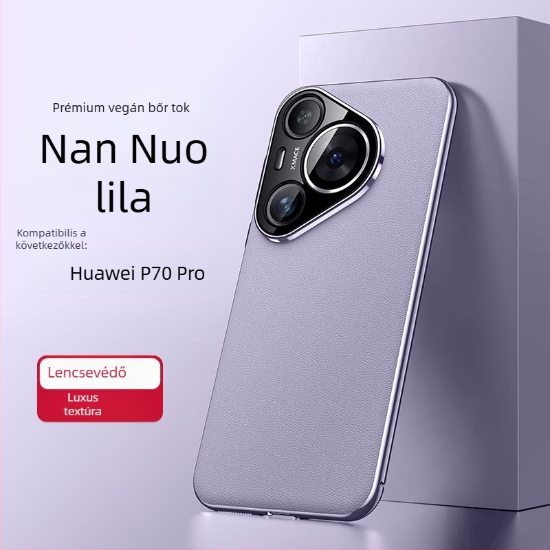 Huawei Pura70Pro-hoz készült elektroplattált műbőr tok – teljes védelem, ütésálló, üzleti stílus