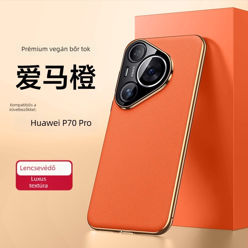 Huawei Pura70Pro-hoz készült elektroplattált műbőr tok – teljes védelem, ütésálló, üzleti stílus