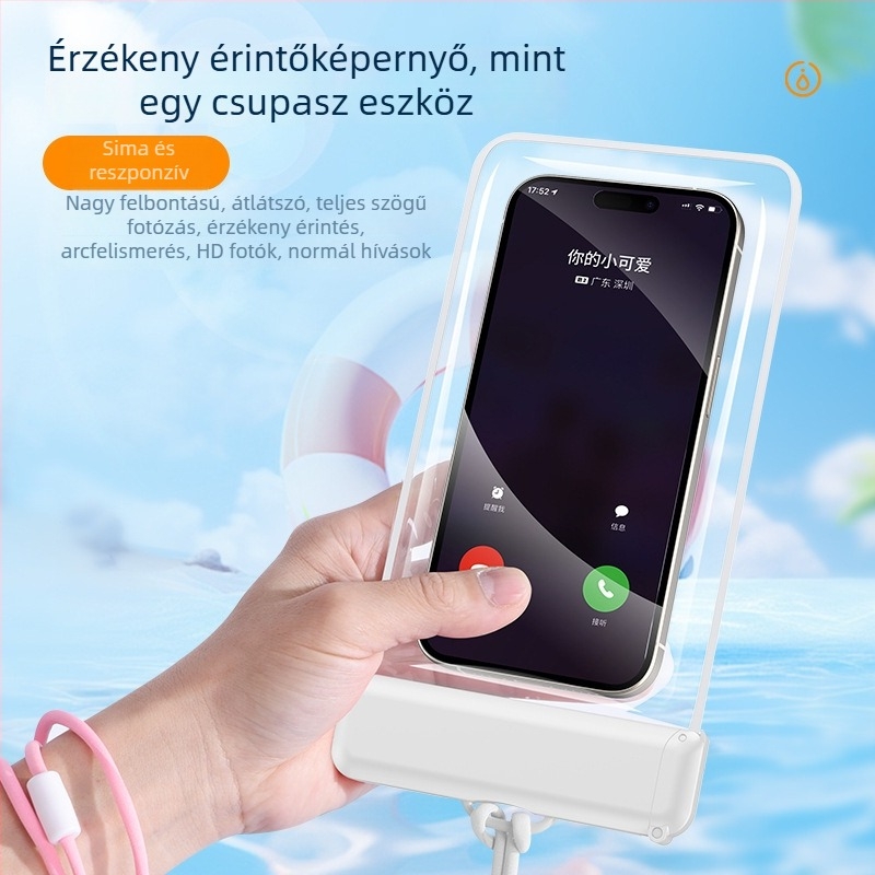 TPU vízálló telefontáska, átlátszó, érintőképernyős, alkalmas úszáshoz és merüléshez, forró forrásokhoz
