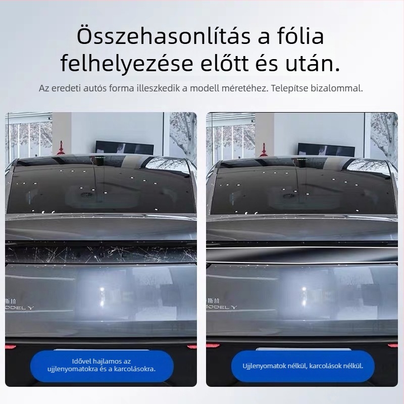 Tesla Model Y / YL fényszóró és hátsó lámpa tonáló film – színváltoztató film, Fekete Harcos