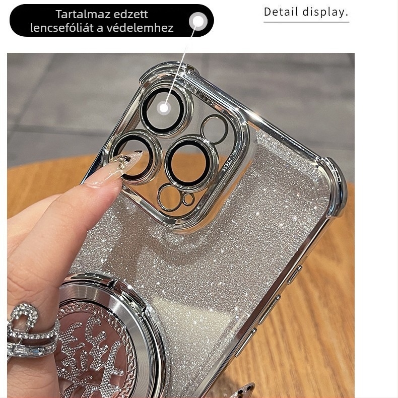 Honor X70-hez készült tok forgatható tartóval és lencsevédővel, TPU hátlap, ütésálló és karcálló