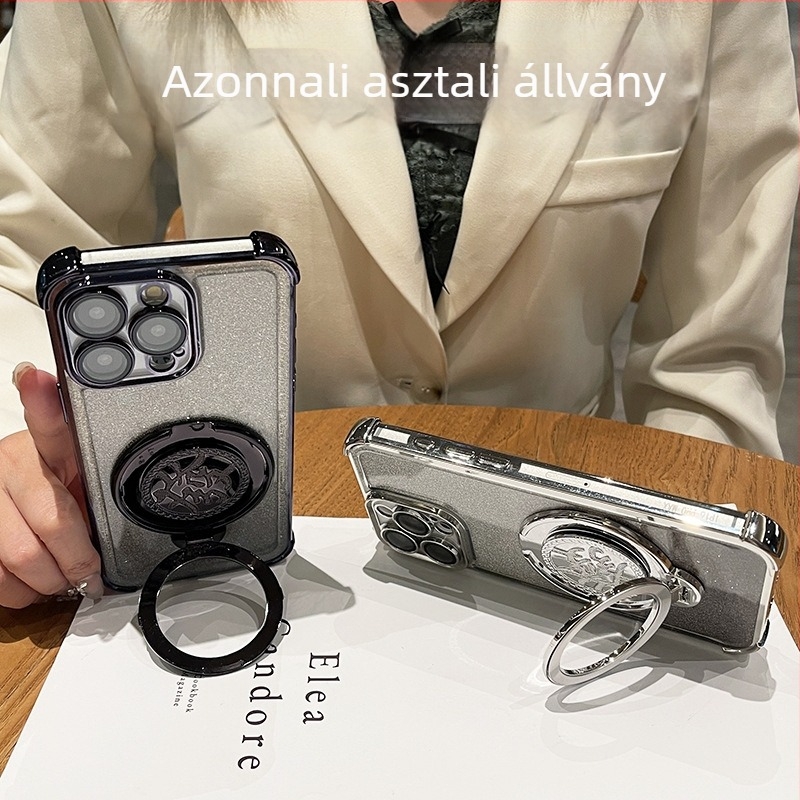 Honor X70-hez készült tok forgatható tartóval és lencsevédővel, TPU hátlap, ütésálló és karcálló