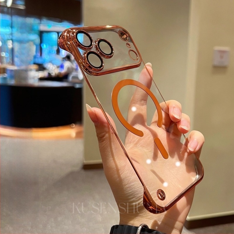iPhone 17 Pro Max-kompatibilis keret nélküli PC kemény tok elektroplattolt bevonattal és mágneses védelemmel