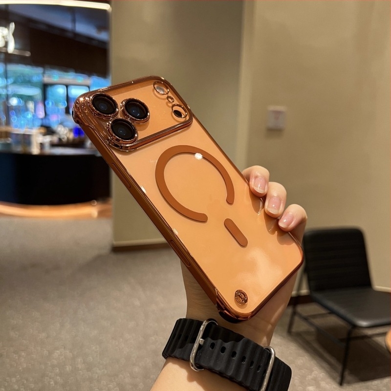 iPhone 17 Pro Max-kompatibilis keret nélküli PC kemény tok elektroplattolt bevonattal és mágneses védelemmel