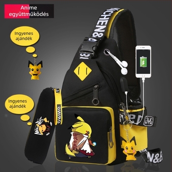 Férfi mellkas táska anime mintával, vízálló Oxford anyagból, crossbody utazótáska, városi stílus