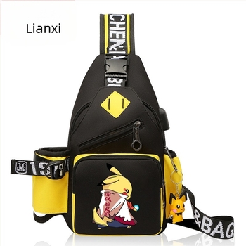 Férfi mellkas táska anime mintával, vízálló Oxford anyagból, crossbody utazótáska, városi stílus