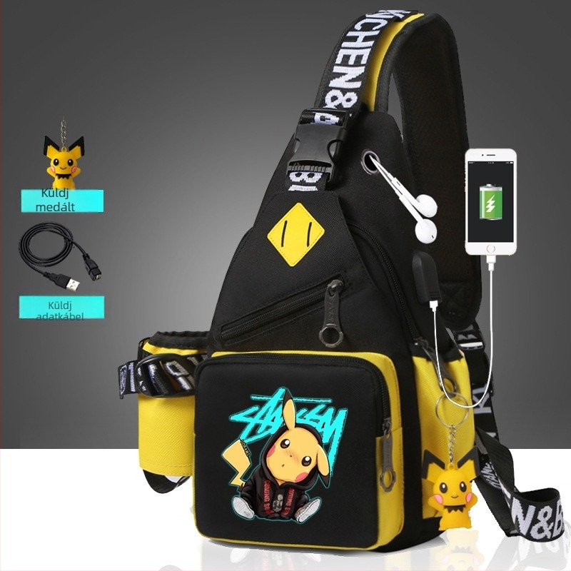 Férfi mellkas táska anime mintával, vízálló Oxford anyagból, crossbody utazótáska, városi stílus