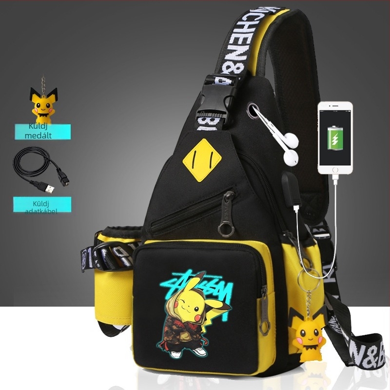 Férfi mellkas táska anime mintával, vízálló Oxford anyagból, crossbody utazótáska, városi stílus