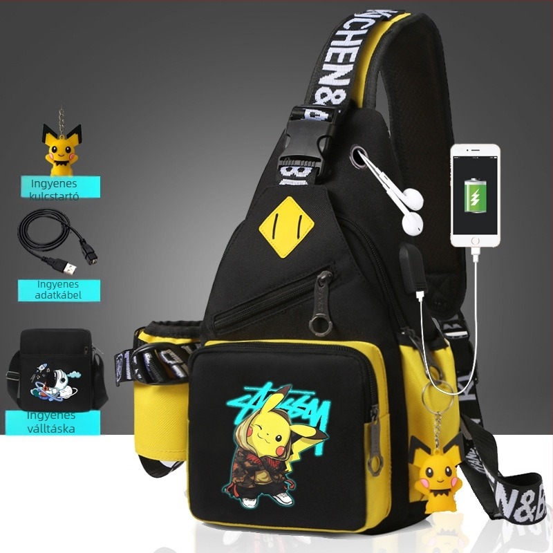 Férfi mellkas táska anime mintával, vízálló Oxford anyagból, crossbody utazótáska, városi stílus