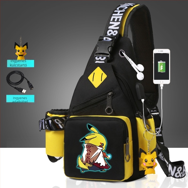 Férfi mellkas táska anime mintával, vízálló Oxford anyagból, crossbody utazótáska, városi stílus