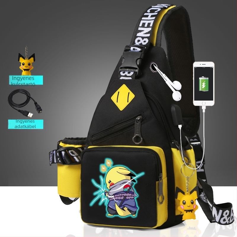 Férfi mellkas táska anime mintával, vízálló Oxford anyagból, crossbody utazótáska, városi stílus