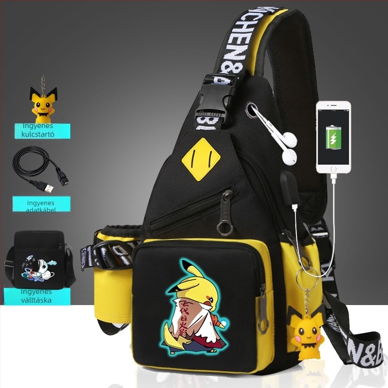 Férfi mellkas táska anime mintával, vízálló Oxford anyagból, crossbody utazótáska, városi stílus
