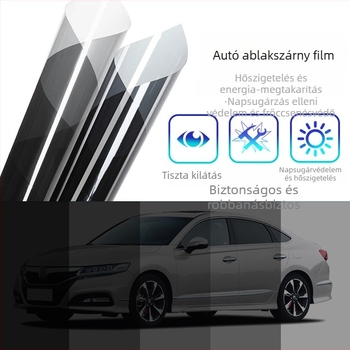 Autóablak fólia, PET hőszigetelő fólia, fényáteresztés 5–80%, hőszigetelés 40–90%, UV védelem 60–99%, vastagság 2 mil