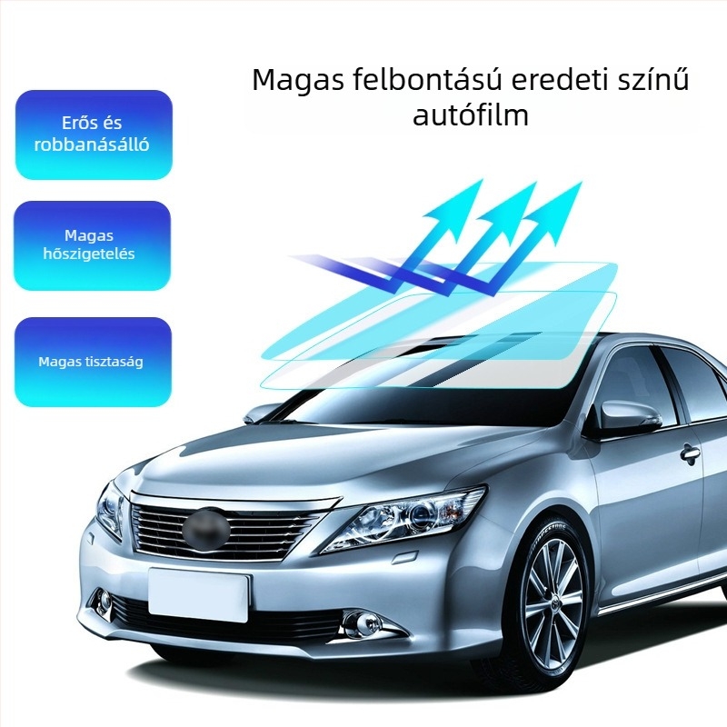 Autóablak fólia, PET hőszigetelő fólia, fényáteresztés 5–80%, hőszigetelés 40–90%, UV védelem 60–99%, vastagság 2 mil