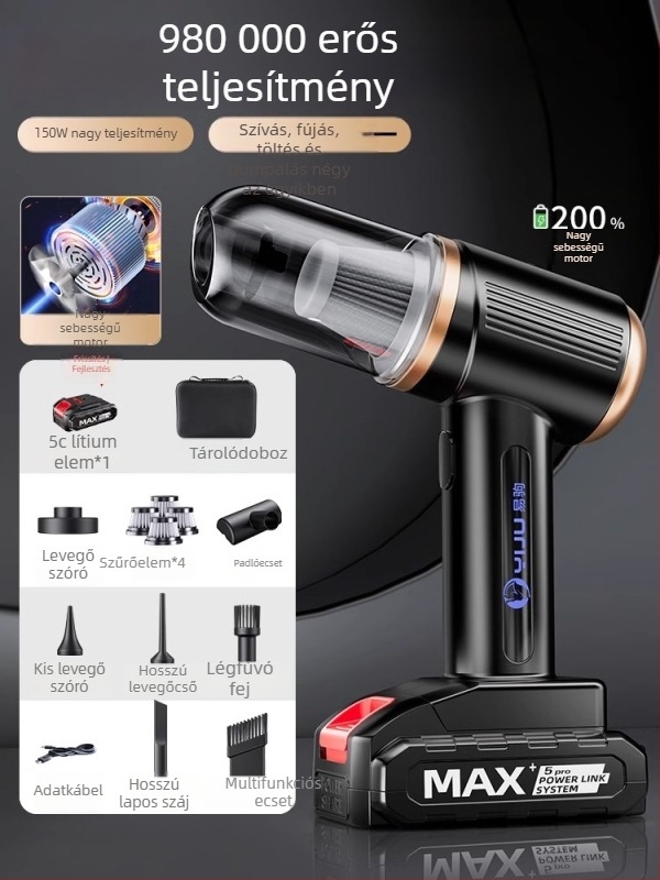 Yi Ju kézi autó porszívó – 18.5V, 150W, 6000Pa, újratölthető, 40 cm kábel