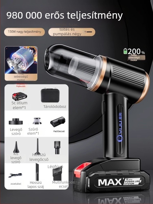 Yi Ju kézi autó porszívó – 18.5V, 150W, 6000Pa, újratölthető, 40 cm kábel