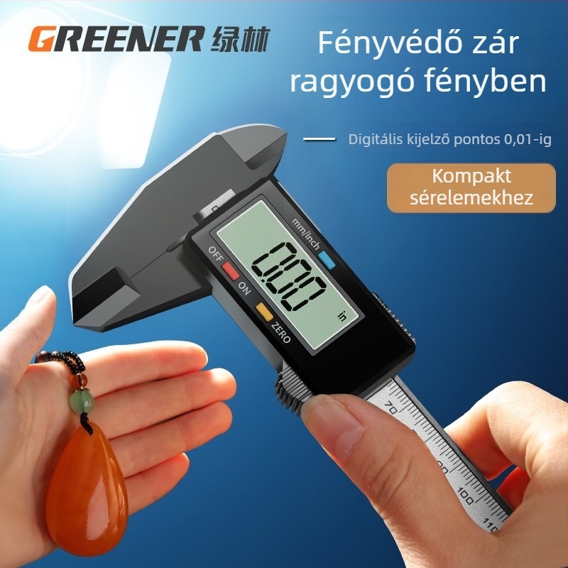 Greener digitális tolómérő ékszerekhez – magas precíz elektronikus kijelző, jade és gyöngy méretméréséhez