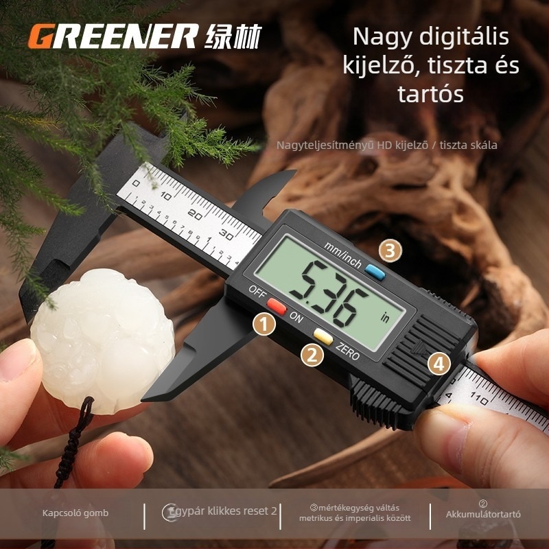 Greener digitális tolómérő ékszerekhez – magas precíz elektronikus kijelző, jade és gyöngy méretméréséhez