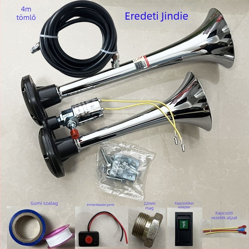 Autó légkürt, Golden Flute DQL222, kettős cső, magas hang, elektromos vezérlés