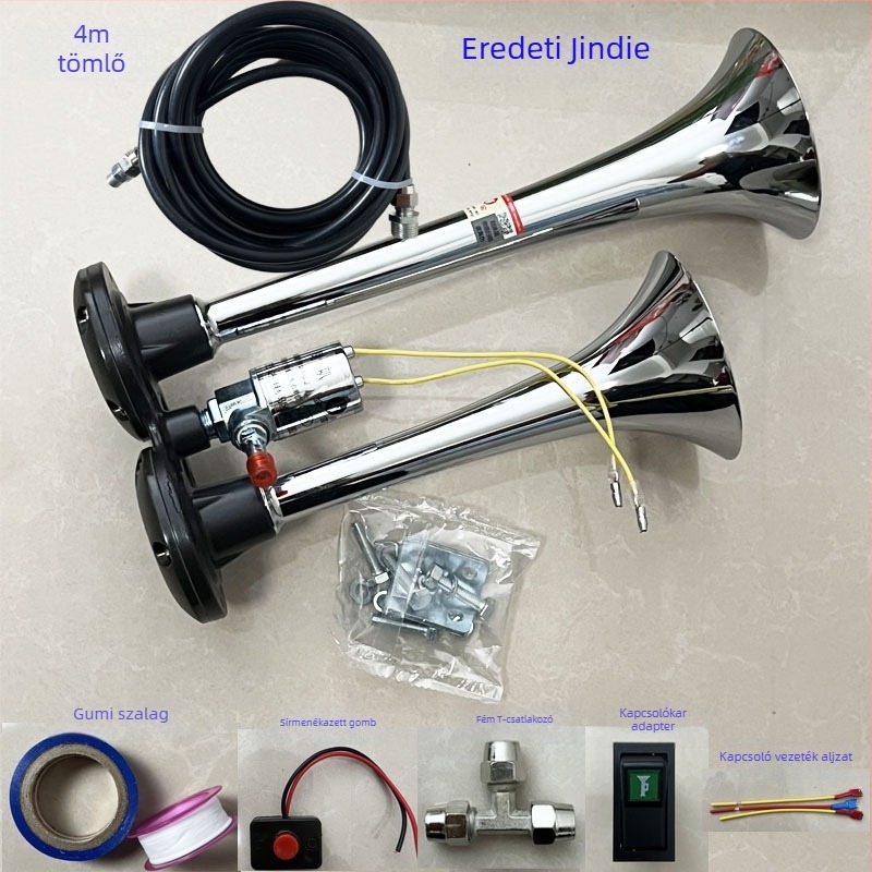Autó légkürt, Golden Flute DQL222, kettős cső, magas hang, elektromos vezérlés