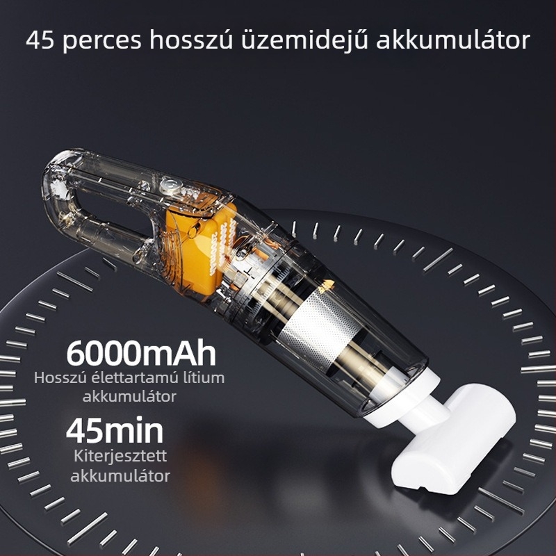 Autó és otthon vezeték nélküli kézi porszívó – 120W, 12V, 11000Pa