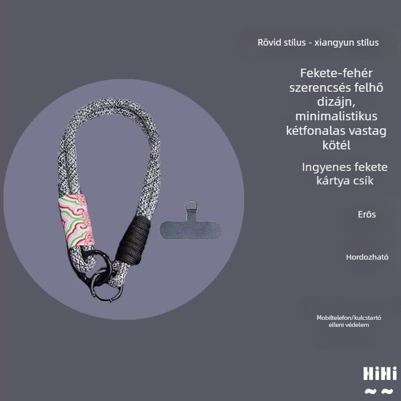 Telefonnyaklánc – nemzeti divatstílus, uniszex; nylon zsinór, kézzel készített, fém csat