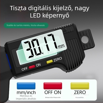 Digitális gumiabroncs futófelület mélységmérő elektronikus kijelzővel és magas precizitású Vernier-kaliperrel