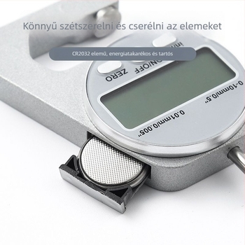 Elektronikus digitális kijelzős vastagságmérő, nagy pontosságú mikrométer-kalapács, sík- és hegyes végű mérőfej, a vastagság mérésére üveg-, papír- és lemezanyagok esetén