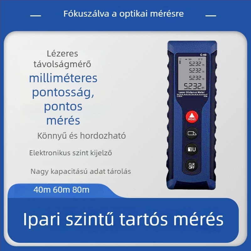 Kézi lézeres távolságmérő, nagy pontosságú, többfunkciós infravörös mérés, pontos helyiségmérés, elektronikus vonalzó