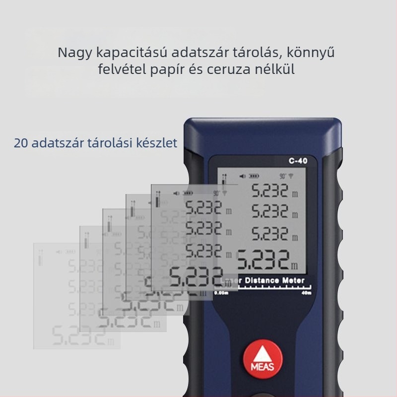 Kézi lézeres távolságmérő, nagy pontosságú, többfunkciós infravörös mérés, pontos helyiségmérés, elektronikus vonalzó