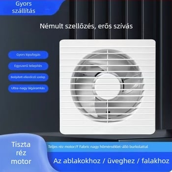 Fali szerelésű ventilátor, háromlapátos, csendes, réz motor, távirányító, konyha- és fürdőszobai szellőztetéshez